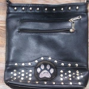 Rhinestone Embellished Crossbody Purse with paw print